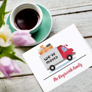 We've moved red truck modern simple personalized  announcement postcard