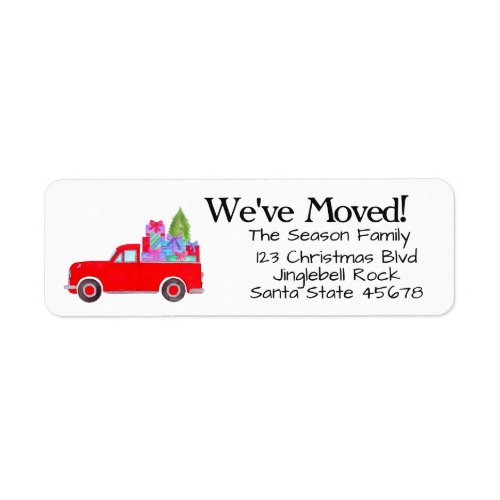 Weve Moved Retro Pickup Christmas Gifts Label