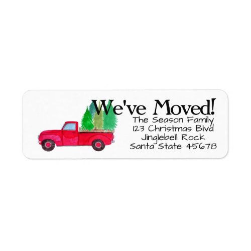 Weve Moved Retro Pickup Truck Trees Label