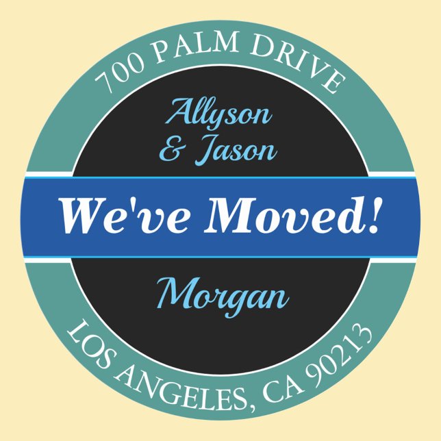We've Moved, Return Address, Circle Design Classic Round Sticker (Creator Uploaded)