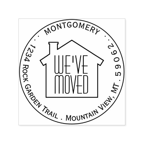 Weve Moved Round Logo Circle Name Return Address Self_inking Stamp