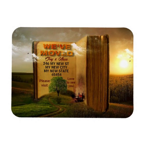 Weve Moved Rustic Book Arty New Home  Magnet