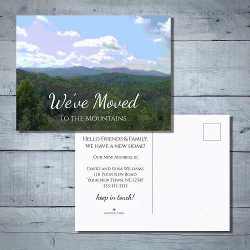 Weve Moved Rustic Mountains New Home Announcement Postcard