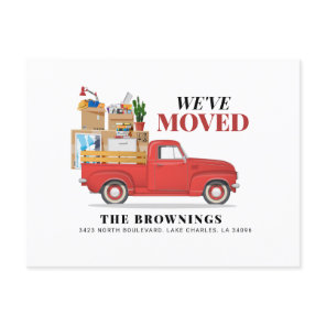 We've Moved Rustic Red Truck Moving New Address Announcement Postcard