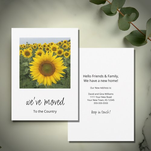 Weve Moved Rustic Sunflowers Photo Moving   Announcement