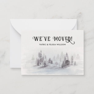 We've Moved Rustic Watercolor Forest Note Card