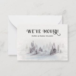 We've Moved Rustic Watercolor Forest Note Card