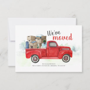 We've Moved Script Red Truck Moving Announcement