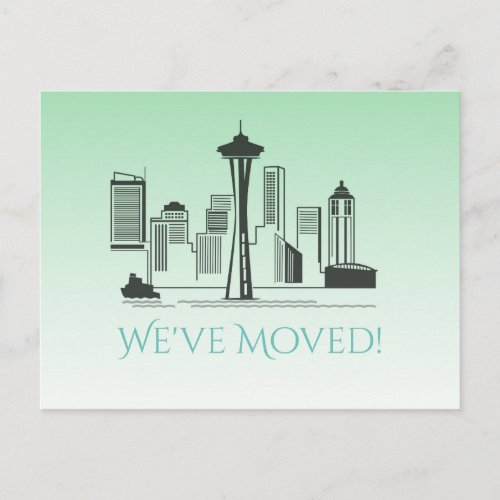 Weve Moved Seattle City Skyline Announcement Postcard