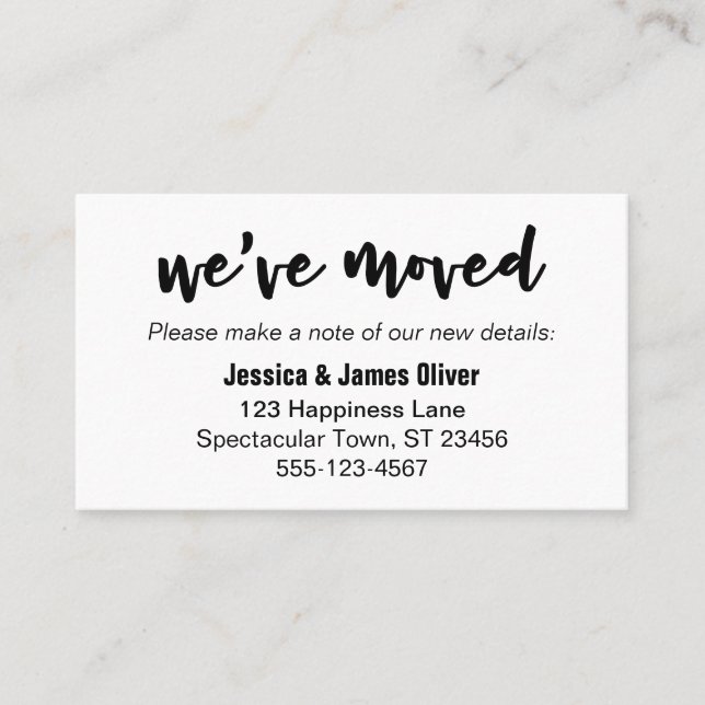 "We've Moved" Simple Bold Typography, Handy Card (Front)
