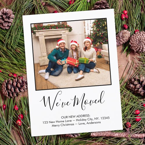 Weve Moved Simple Custom Photo Holiday Moving Announcement Postcard