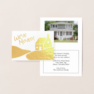 We've Moved Simple Modern Luxury New Address Real Foil Card
