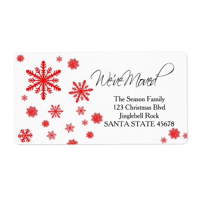 We've Moved snowflake Holiday Address Label (Front)