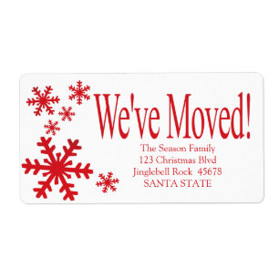 We've Moved snowflake holiday Label