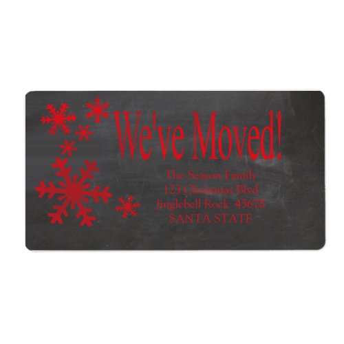Weve Moved snowflake holiday Label