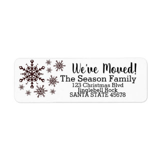 We've Moved Snowflake Holiday Label