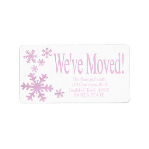 We've Moved snowflake holiday Label