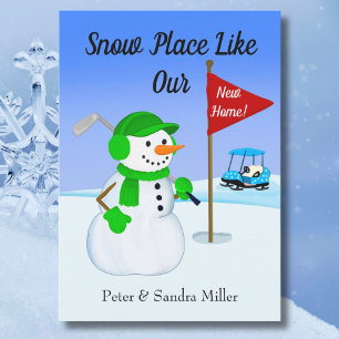 We've Moved Snowman Golfer Announcement