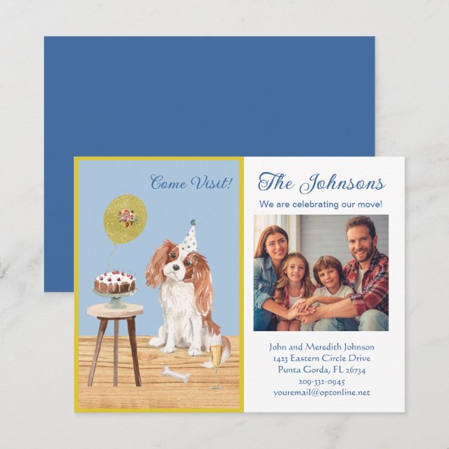 We've Moved Spaniel Family Photo Budget   Announcement (Front/Back)