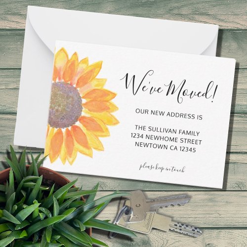 Weve Moved Sunflower Announcement Card