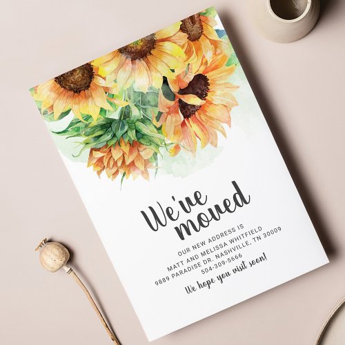 Weve Moved Sunflower Blush Moving Announcement Postcard