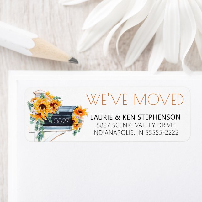 We've Moved Sunflower Eucalyptus Mailbox Label (Insitu)