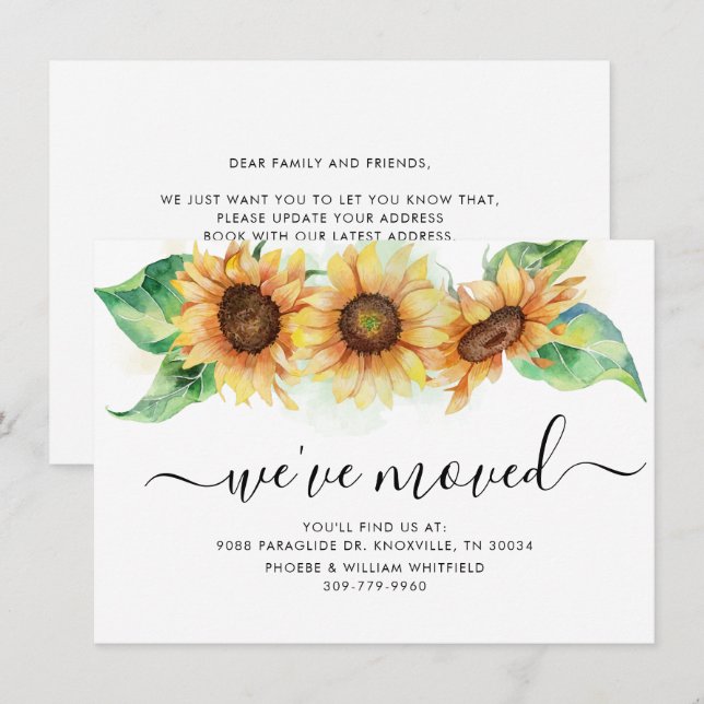 We've Moved Sunflower Floral Moving Announcement  (Front/Back)
