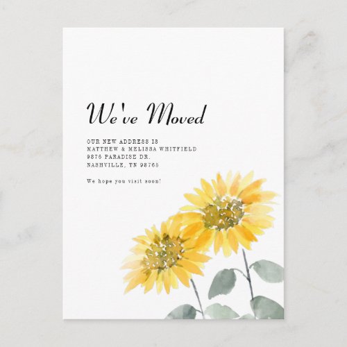 Weve Moved Sunflower Moving Announcement Postcard