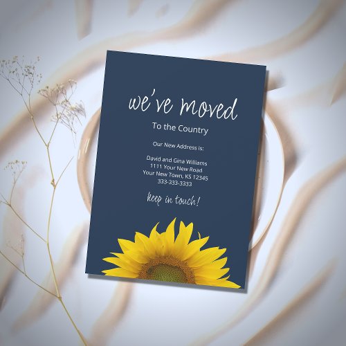 Weve Moved Sunflower Navy Blue Moving  Announcement