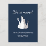 We&#39;ve Moved Tabby Cats Navy Blue Moving  Announcement Postcard