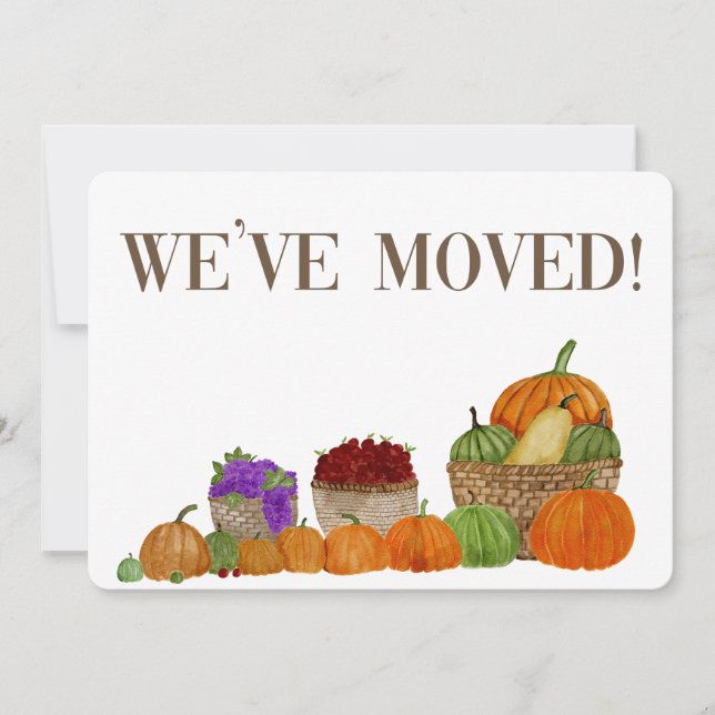 We've Moved! Thanksgiving Address Announcement (Front)
