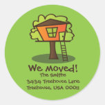 We&#39;ve Moved To A Treehouse! Classic Round Sticker at Zazzle