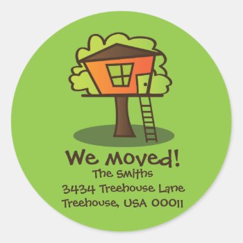We've Moved To A Treehouse! Classic Round Sticker by nyxxie at Zazzle