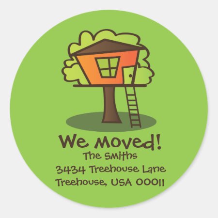 We've Moved To A Treehouse! Classic Round Sticker