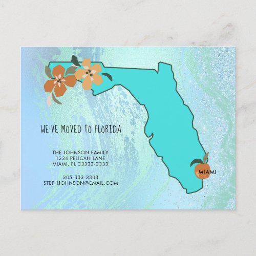 Weve Moved to Florida New Address Announcement Postcard