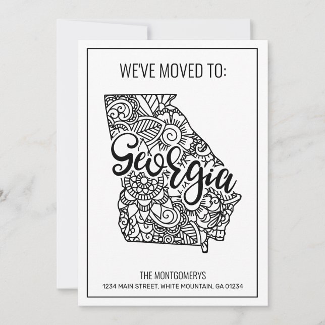 We've Moved To Georgia State Floral Mandala Home Announcement (Front)
