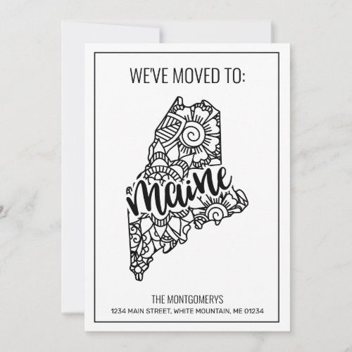 Weve Moved To Maine State Floral Mandala Home Announcement