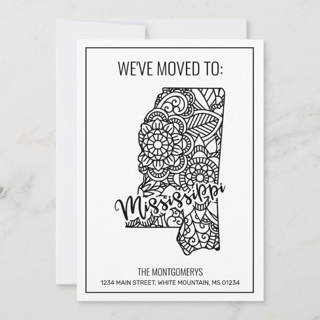 We've Moved To Mississippi State Floral Mandala Announcement (Front)