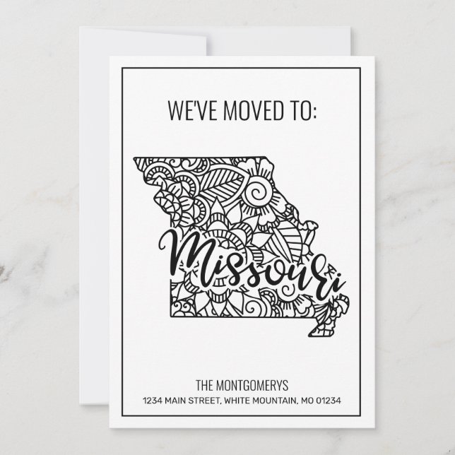 We've Moved To Missouri State Floral Mandala Announcement (Front)