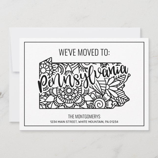 We've Moved To Pennsylvania State Floral Mandala Announcement (Front)