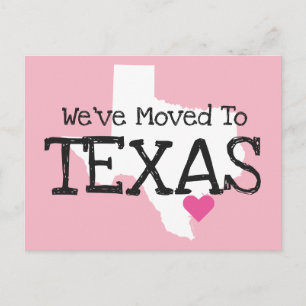 We've Moved to Texas Pink Heart Postcard