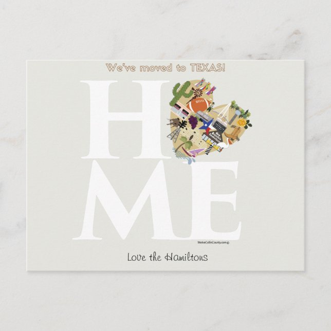 We've Moved to Texas Postcard (Front)