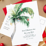 We've Moved To The Coast Christmas Moving Announcement Postcard<br><div class="desc">Christmas Holiday Coastal Moving Palm Tree Announcement you can easily customize by clicking the "Personalize" button. Add your custom message and names on the reverse side</div>