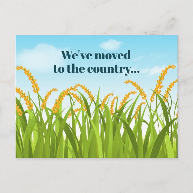 We've Moved to the Country Corn Fields Announcement Postcard (Front)