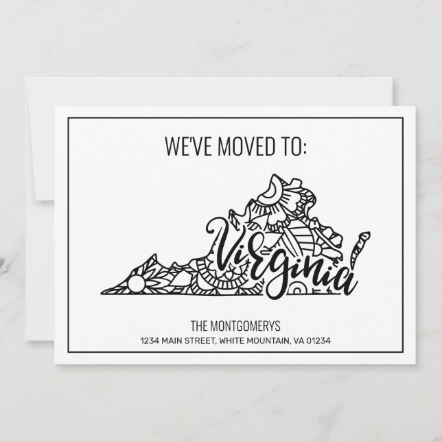 We've Moved To Virginia State Floral Mandala Announcement (Front)