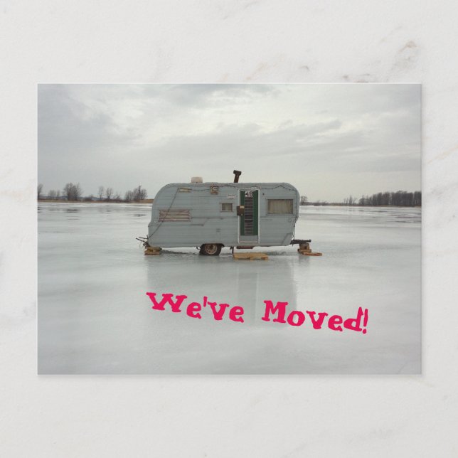 We've Moved Trailer Caravan Announcement Postcard (Front)