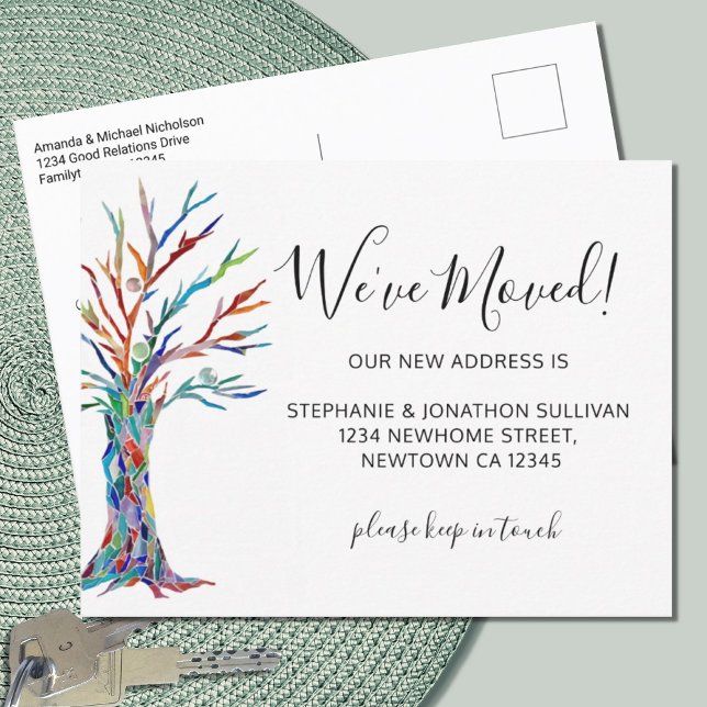 We've Moved Tree Announcement Postcard. (Creator Uploaded)