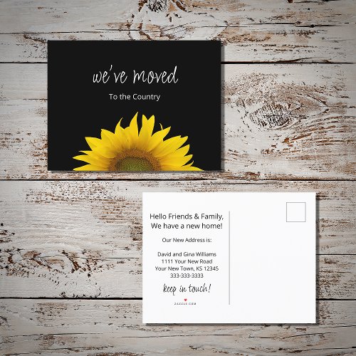 Weve Moved Trendy Sunflower Moving  Announcement Postcard