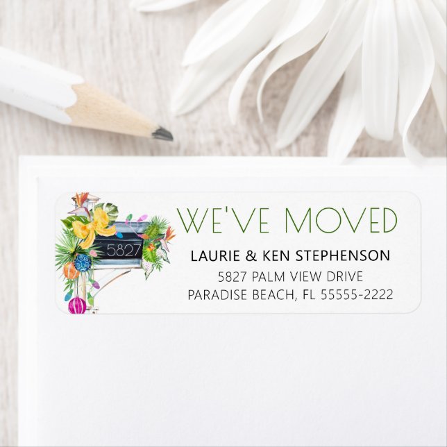 We've Moved Tropical Christmas Holiday Address Label (Insitu)