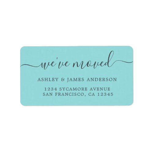 Weve Moved Turquoise Blue New Address label